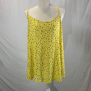 Torrid Challis Lace Up Back Yellow Floral Print Swing Cami Tank Top Size…